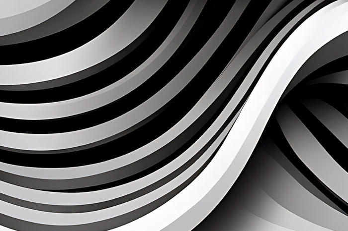 Abstract 3D Render: Monochrome Wave Pattern Design AI Generated