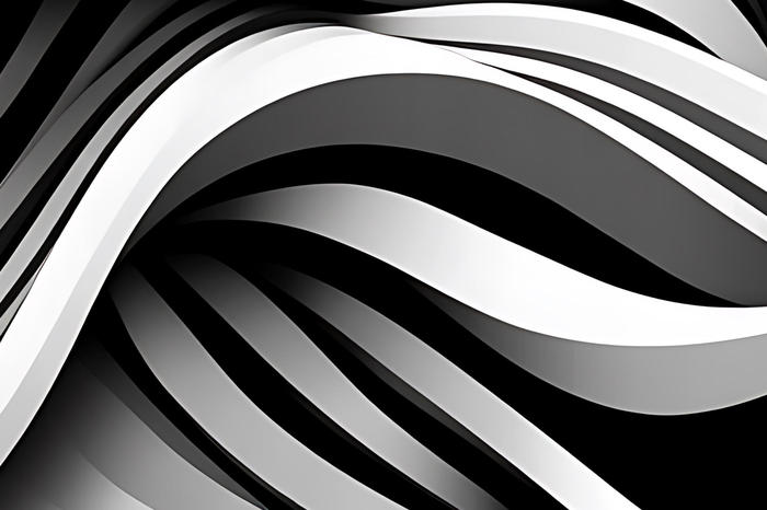 Abstract 3D Render: Monochrome Wave Pattern Design AI Generated