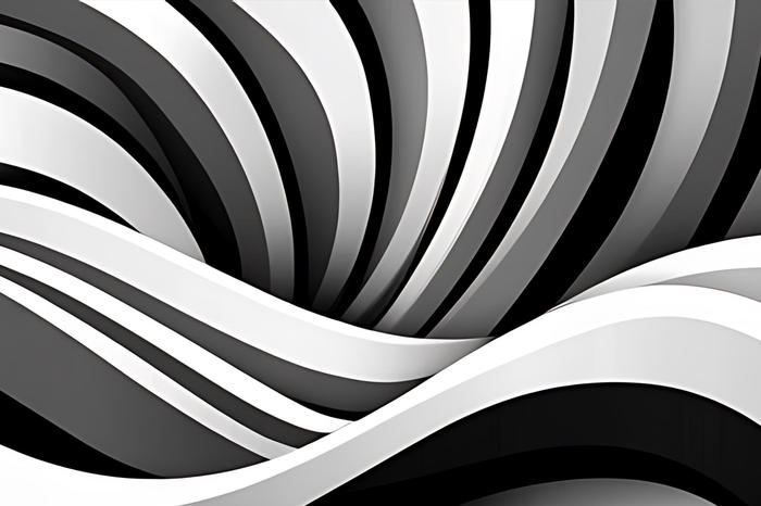 Abstract 3D Render: Monochrome Wave Pattern Design AI Generated