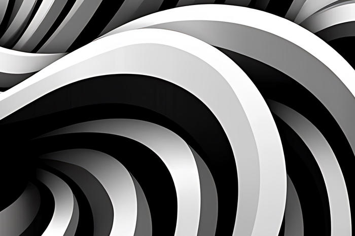 Abstract 3D Render: Monochrome Wave Pattern Design AI Generated