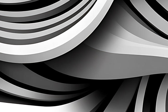 Abstract 3D Render: Monochrome Wave Pattern Design AI Generated