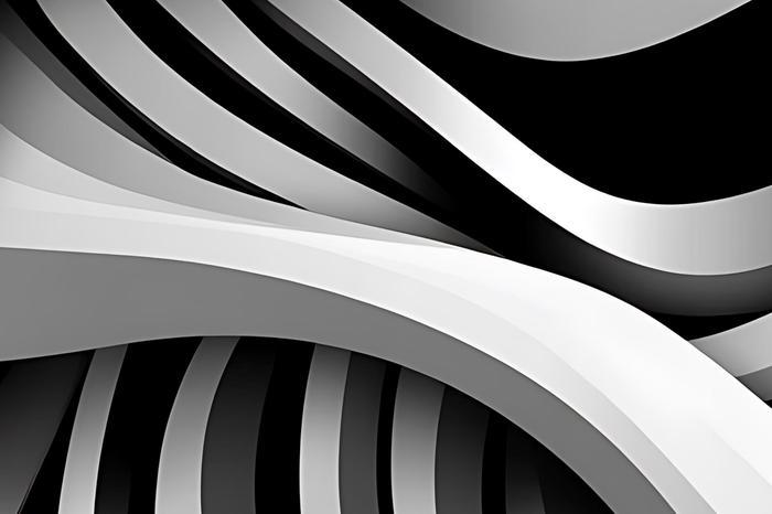 Abstract 3D Render: Monochrome Wave Pattern Design AI Generated