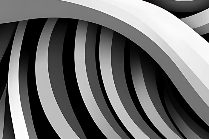 Abstract 3D Render: Monochrome Wave Pattern Design AI Generated